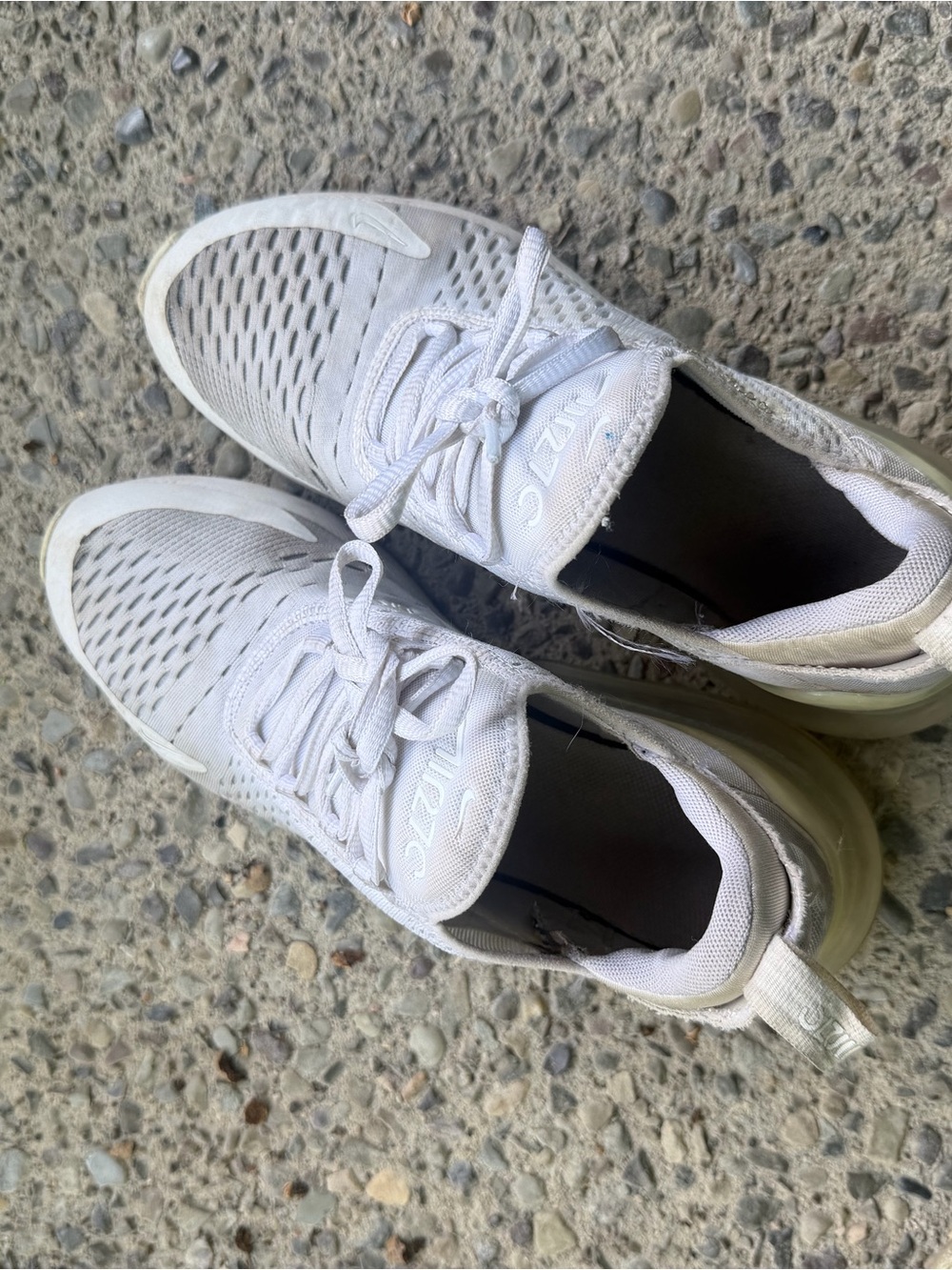 Nike White Knit Athletic Sneakers 270 airmax
